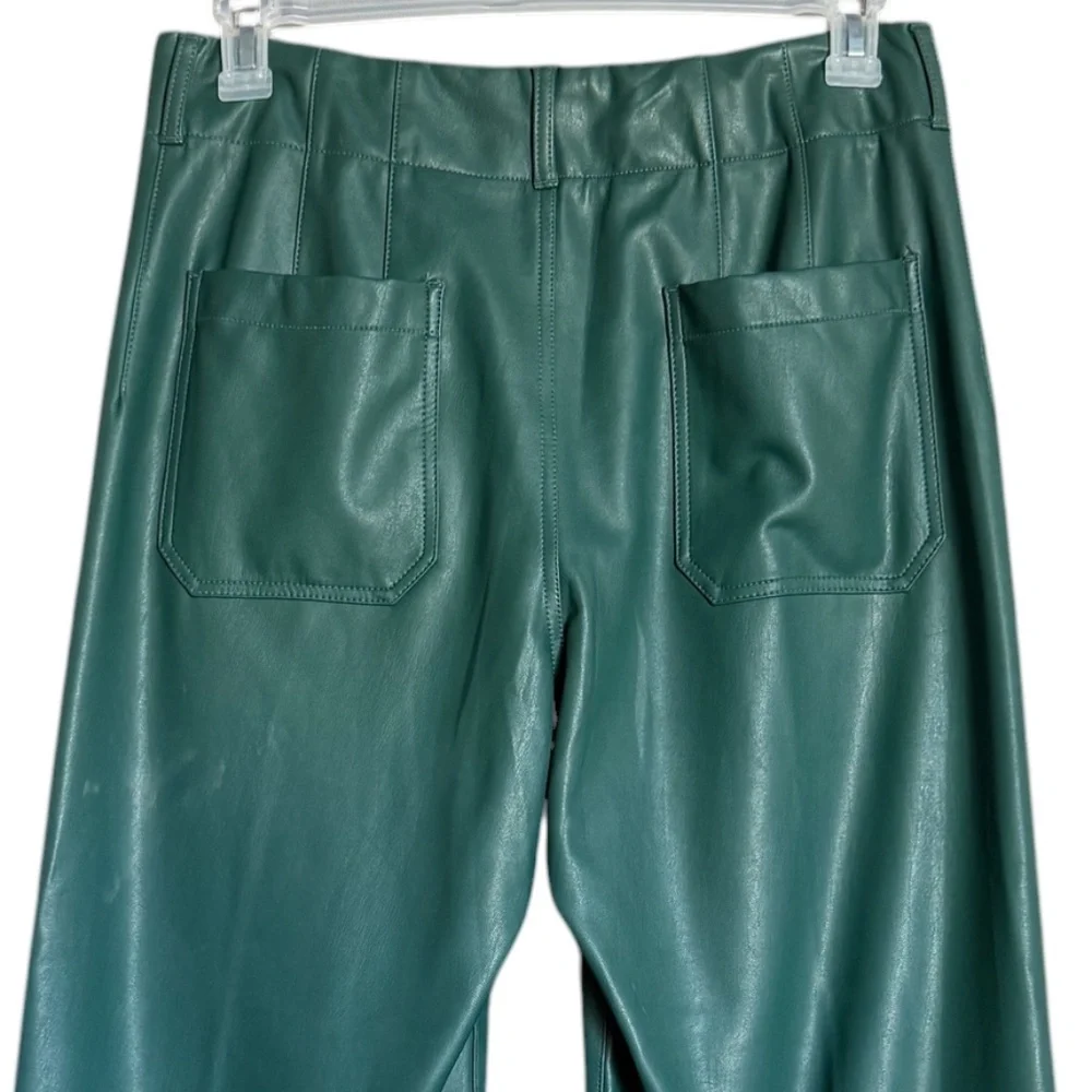 Maeve Colette Green Faux Leather Wide Leg Ankle Pants Size 31 NWOT - Picture 6 of 16